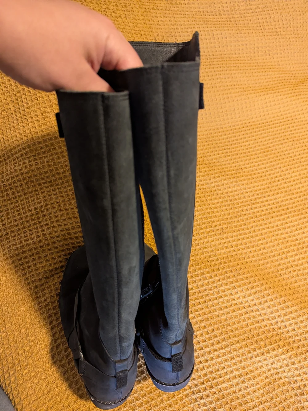 Women’s Tall Black Leather Zip Boots, 8